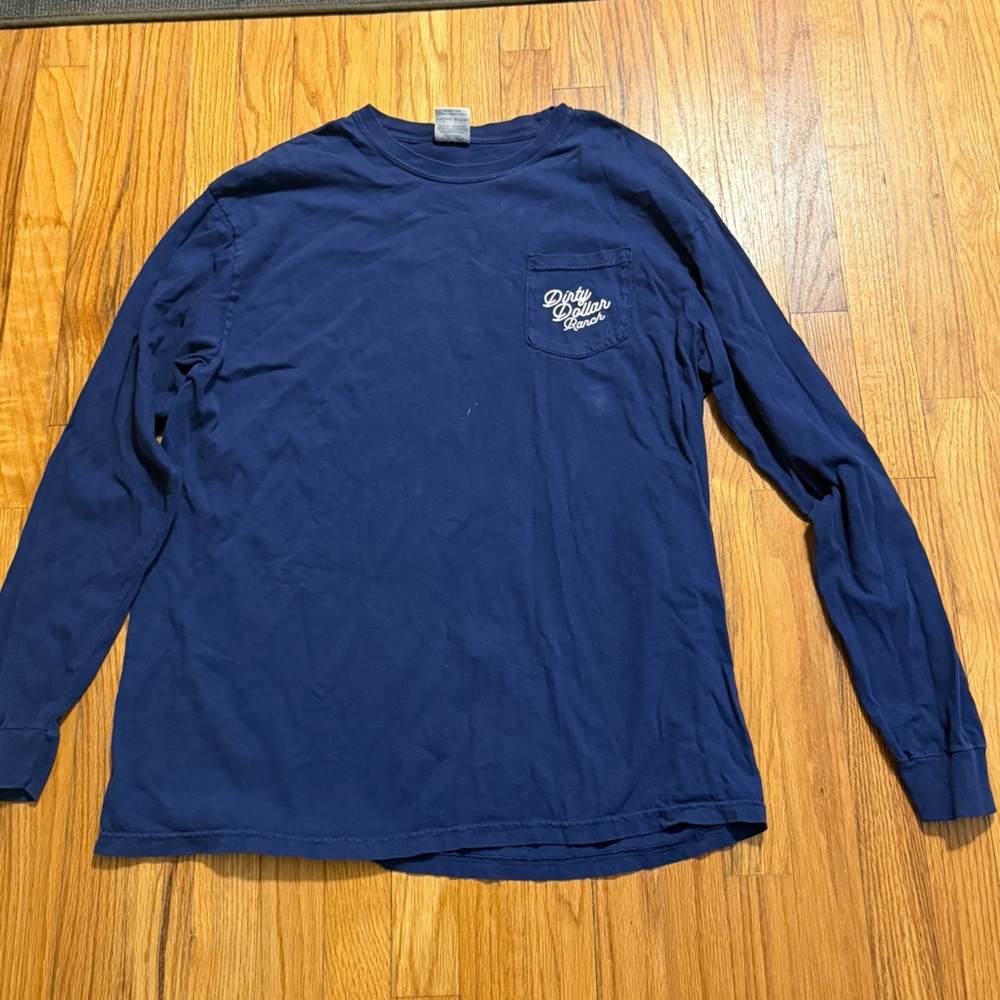 Comfort Colors Long Sleeve Pocket Tee in Navy Blue